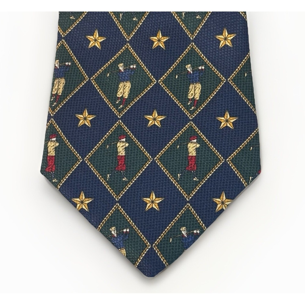 NEW Vintage‎ Tommy Hilfiger Golf Golfer Plaid Necktie Tie Imported Silk Blue USA